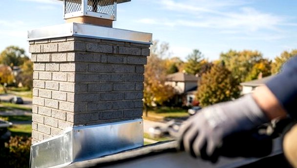 Stainless rain cap with screen fastened over a flue