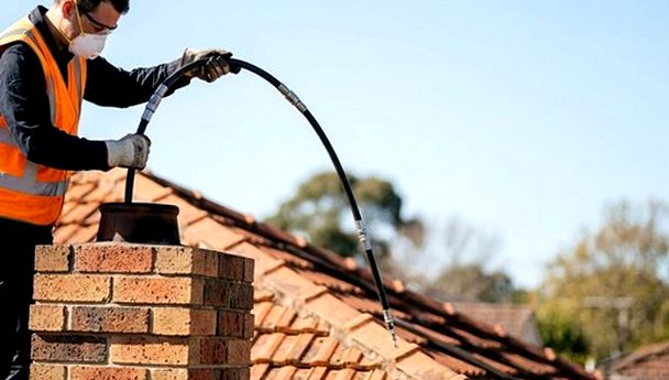 Sweep's rods running down into a clay chimney pot